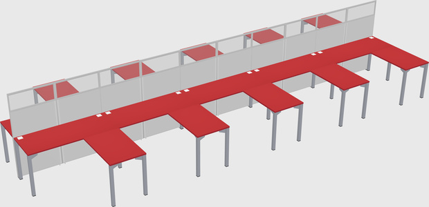 Shared l-shape cubicle
