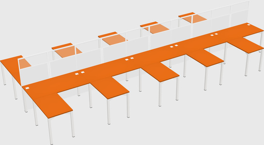 Shared l-shape cubicle