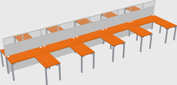 Shared l-shape cubicle