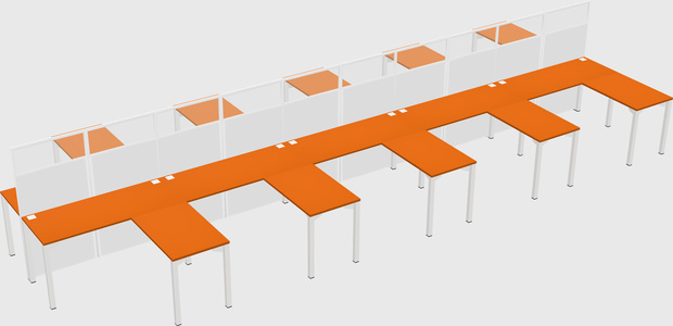 Shared l-shape cubicle