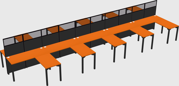 Shared l-shape cubicle