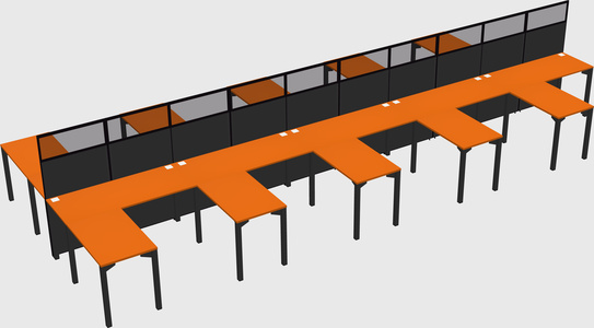 Shared l-shape cubicle