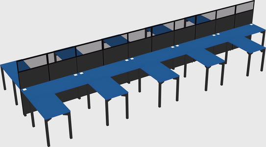 Shared l-shape cubicle