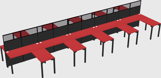 Shared l-shape cubicle