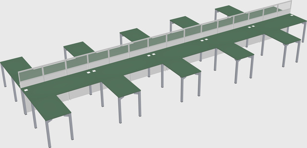 Shared l-shape cubicle
