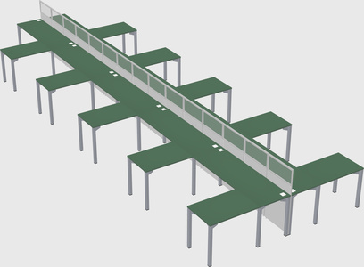 Shared l-shape cubicle