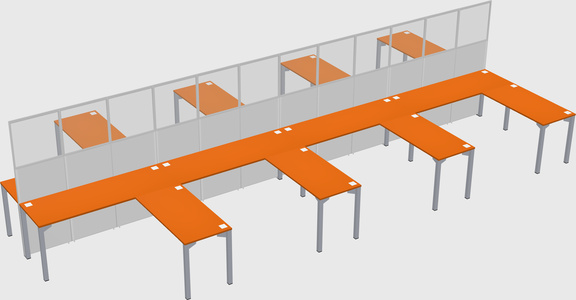 Shared l-shape cubicle