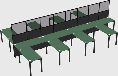 Shared l-shape cubicle
