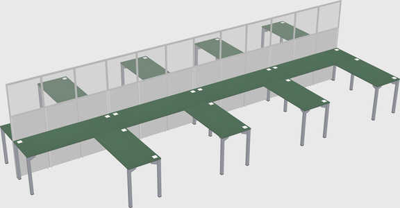Shared l-shape cubicle