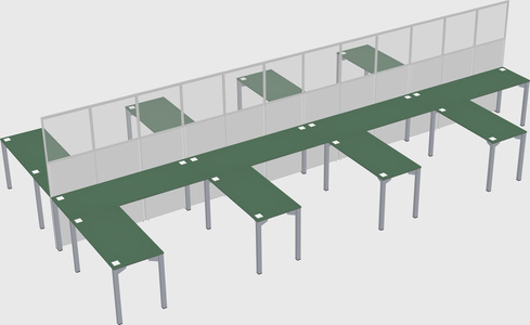 Shared l-shape cubicle