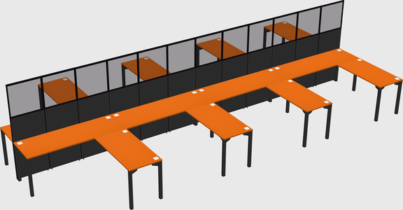 Shared l-shape cubicle