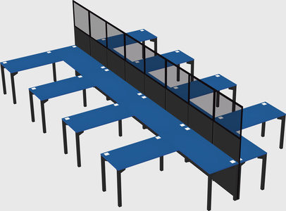 Shared l-shape cubicle