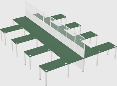 Shared l-shape cubicle