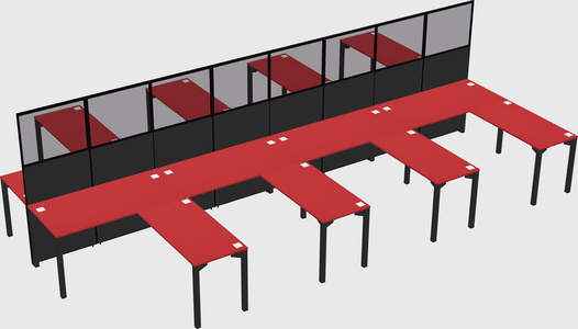 Shared l-shape cubicle