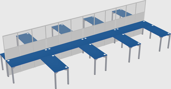 Shared l-shape cubicle