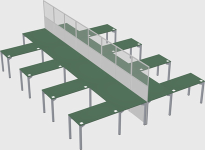 Shared l-shape cubicle