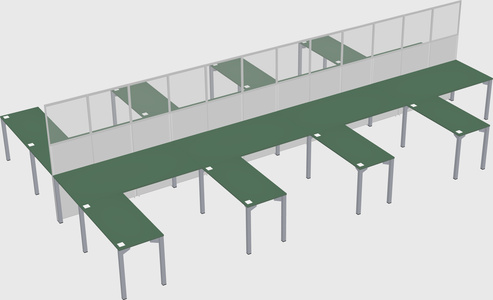 Shared l-shape cubicle