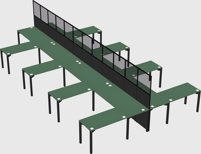 Shared l-shape cubicle