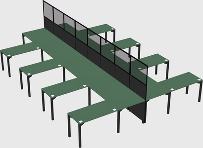 Shared l-shape cubicle