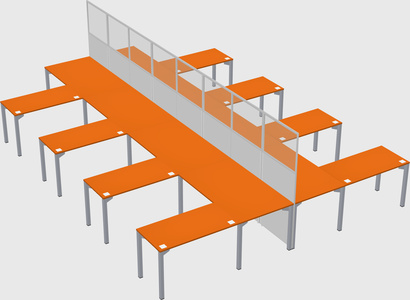 Shared l-shape cubicle