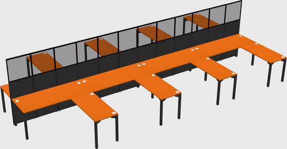 Shared l-shape cubicle