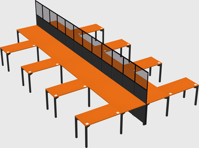Shared l-shape cubicle