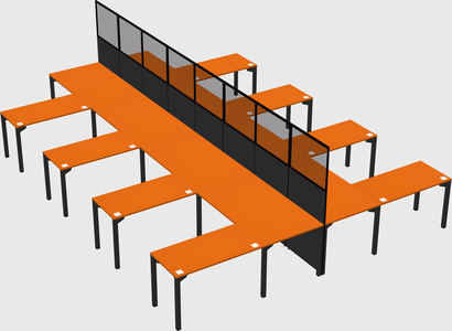 Shared l-shape cubicle
