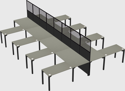 Shared l-shape cubicle