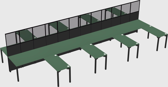 Shared l-shape cubicle