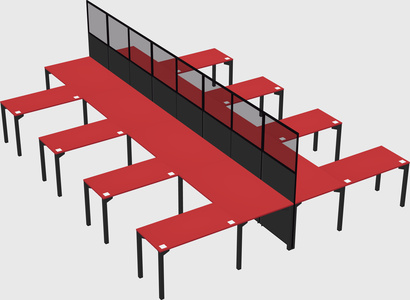 Shared l-shape cubicle
