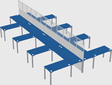 Shared l-shape cubicle