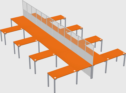 Shared l-shape cubicle