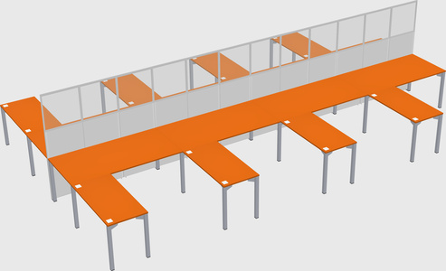 Shared l-shape cubicle