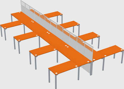 Shared l-shape cubicle