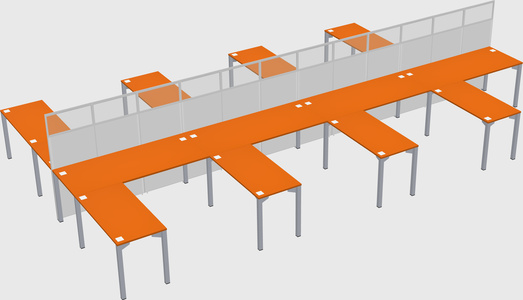 Shared l-shape cubicle