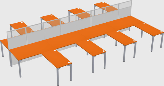 Shared l-shape cubicle