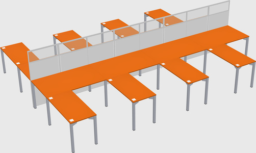 Shared l-shape cubicle