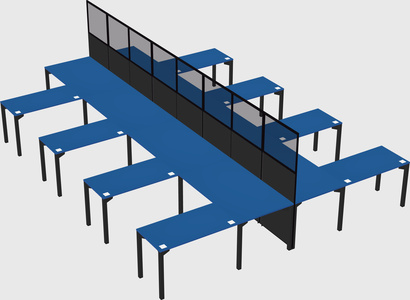 Shared l-shape cubicle
