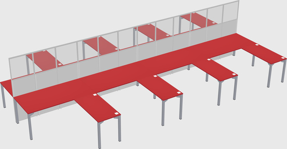 Shared l-shape cubicle