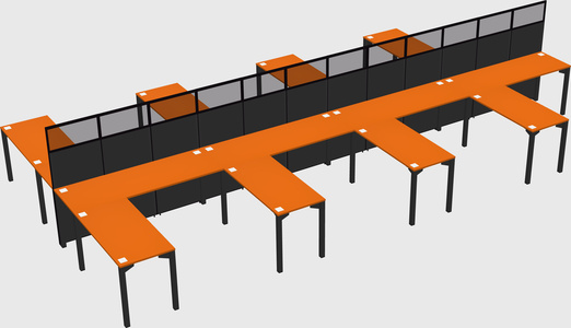 Shared l-shape cubicle