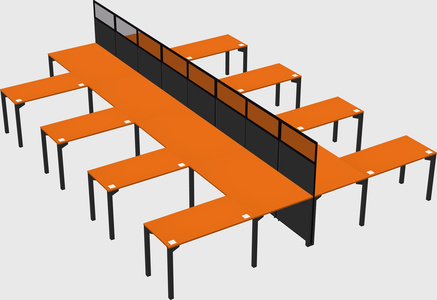 Shared l-shape cubicle