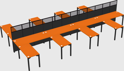 Shared l-shape cubicle