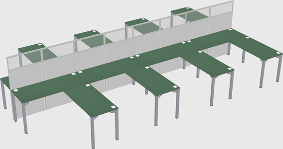 Shared l-shape cubicle