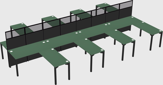 Shared l-shape cubicle