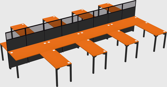 Shared l-shape cubicle