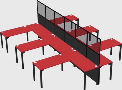 Shared l-shape cubicle