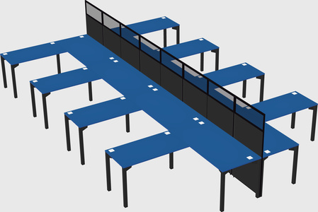 Shared l-shape cubicle