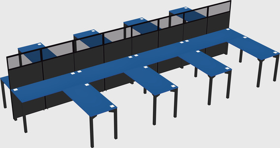 Shared l-shape cubicle