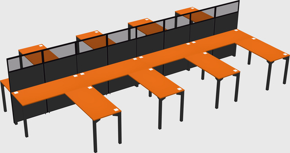 Shared l-shape cubicle