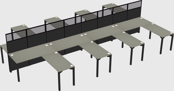 Shared l-shape cubicle